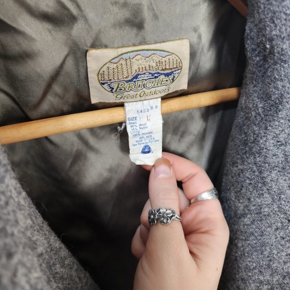 Vintage 80s 90s Britches Wool Bomber Jacket Coat Gray Mens Large Lined EUC - Picture 3 of 10